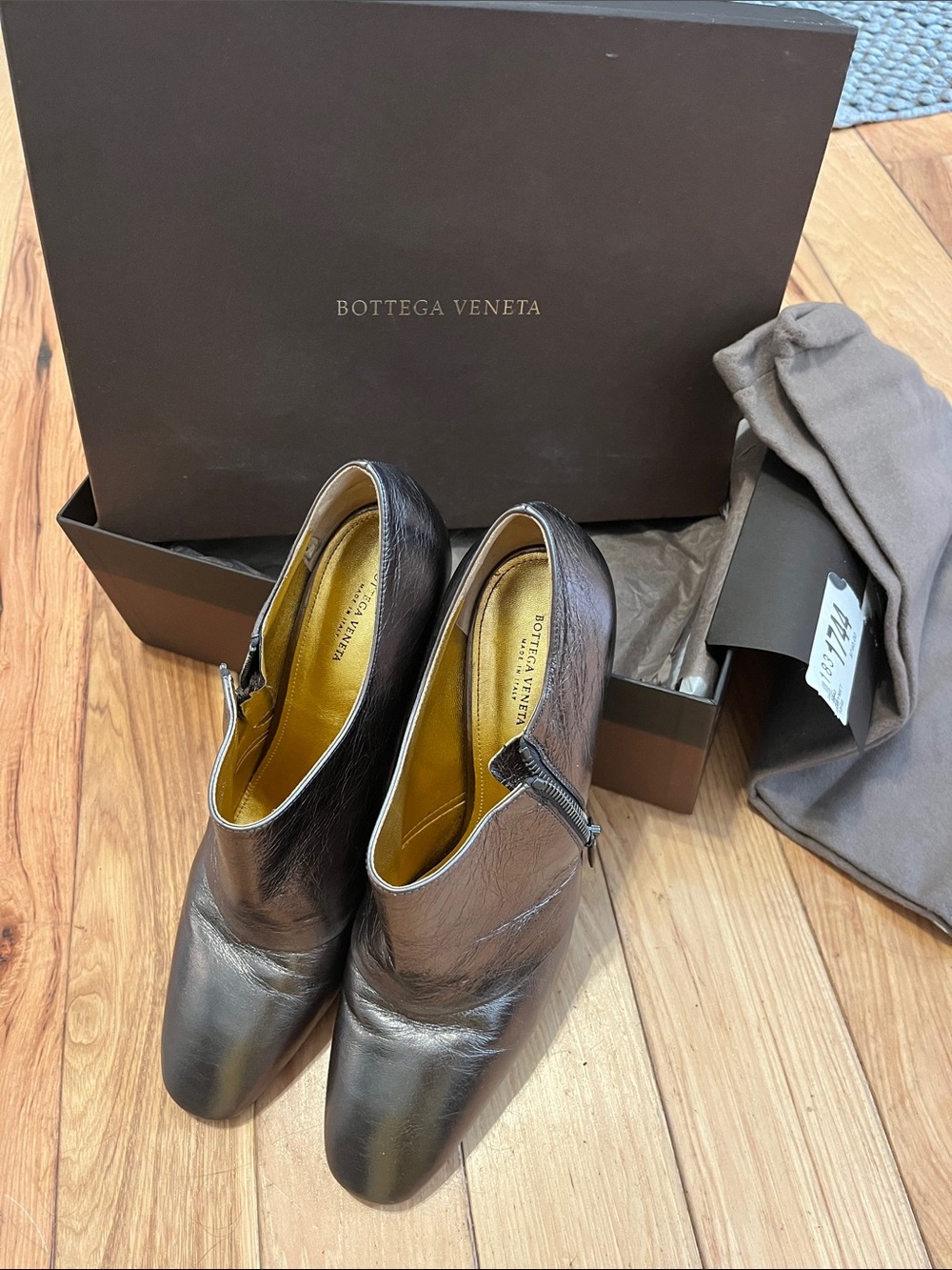 Bottega Veneta Him metal dark grey Leather Zip Derby Shoes